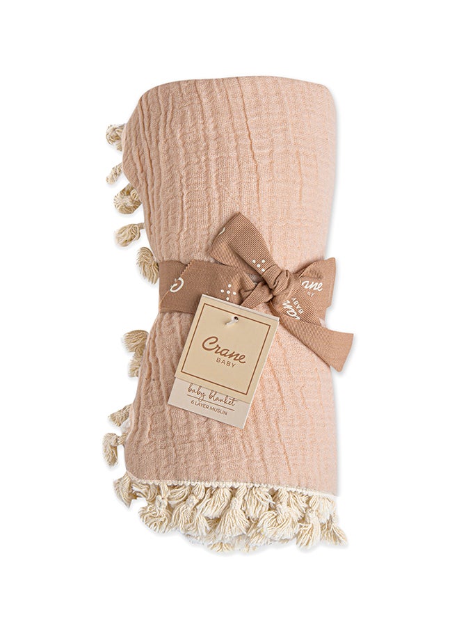 Crane BABY 6 Layer Muslin Blanket - Desert Rose  - Image 3