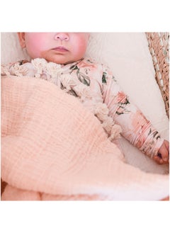 Crane BABY بطانية موسلين مكونة من 6 طبقات بلون وردة الصحراء  - Image 5