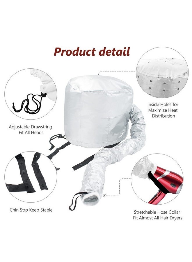 Beautyours Portable Hair Dryer Bonnet Attachment For Hair Styling, Hair Color, Hair Condition And More - Silver  - Image 2