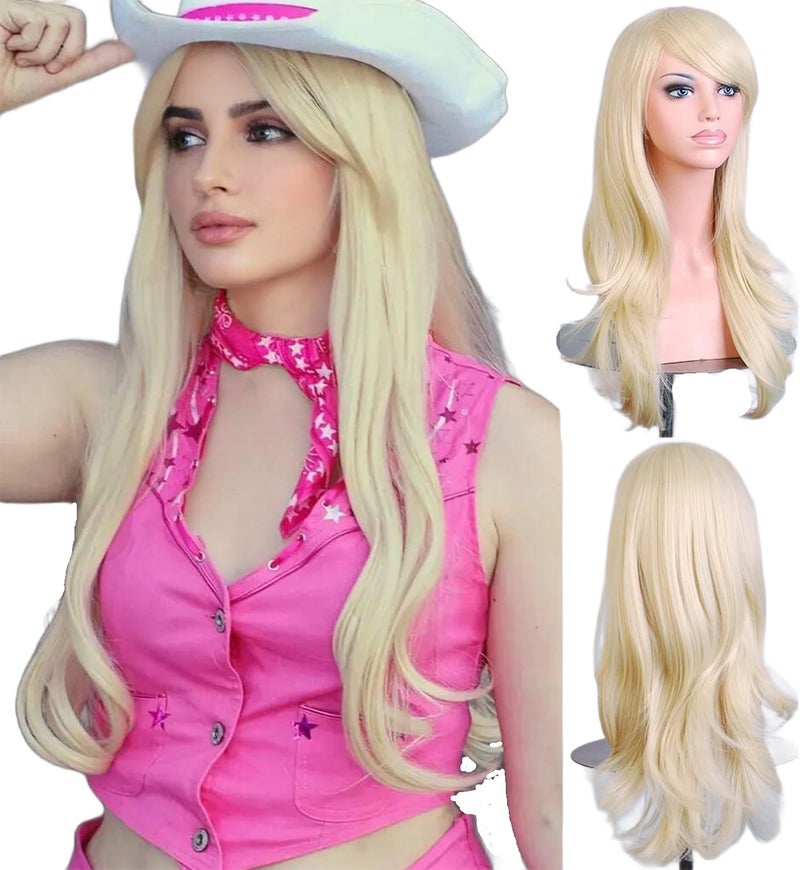 BERON Light Blonde Wigs 28 Inches Blond Wig Long Wavy Blonde Wig Cosplay Costume Wigs Wig Cap Included - Image 1