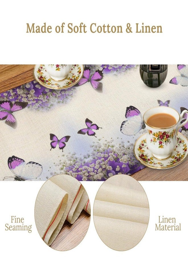 SENRUEGT Butterfly Table Runner Spring Botanical Floral Nature Landscape Scenic Printed Purple Dinner Runner Table Decoration for Farmhouse Country Home Kitchen Holiday Parties 36X13inch - Image 5