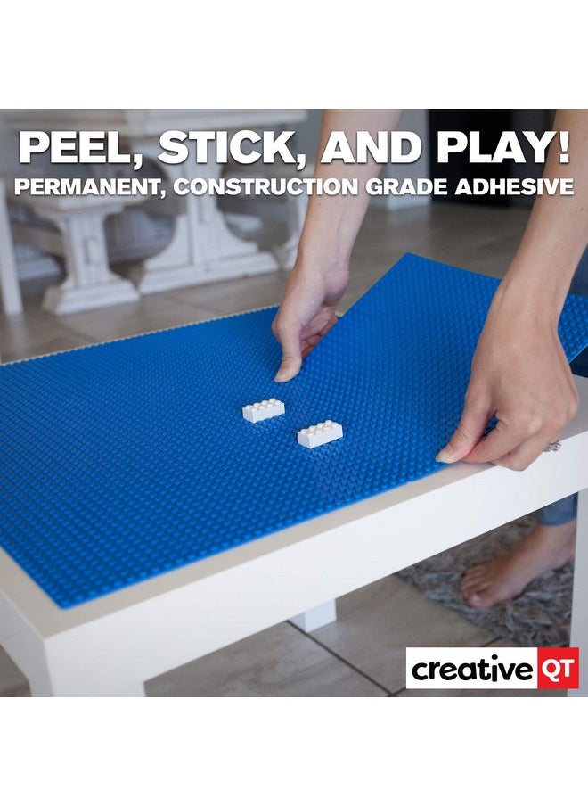 Creative QT Creative QT MakerBase, Blue, 2 Pack, 10”x10” Peel-and-Stick Toy Building Blocks Stackable Baseplates, Bases for Play Tables, Walls, and More, Compatible with All Major Brick Brands  - Image 3