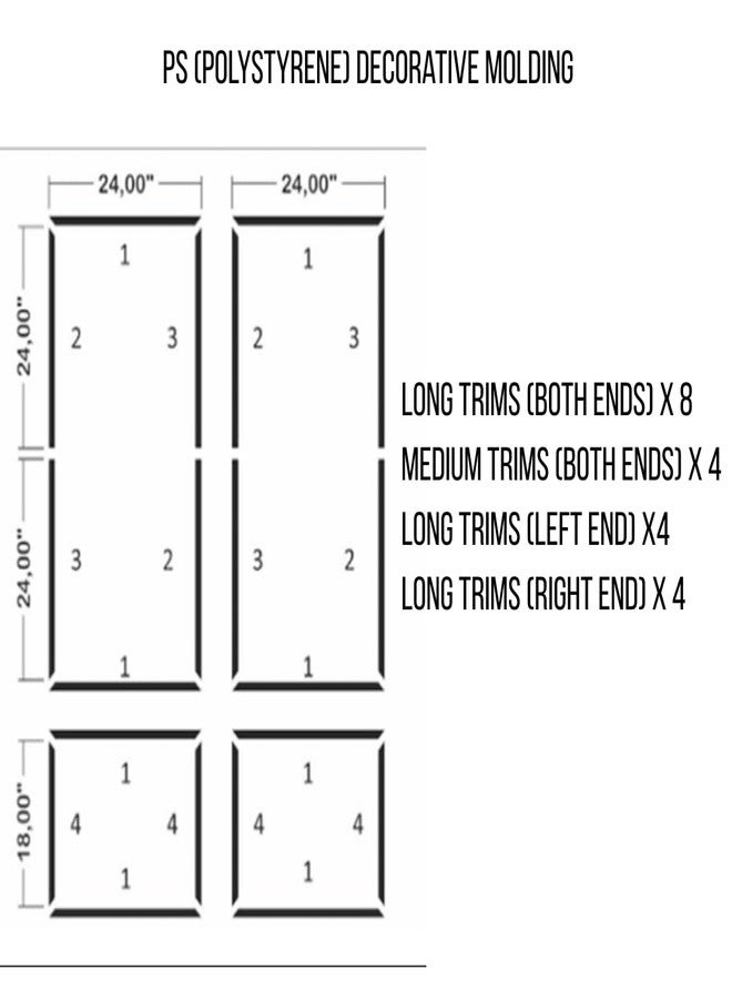 جي بي أم طقم قوالب الجدران القابلة للتقشير واللصق من JPM - طقم إطارات حائطية مسبقة القطع، مكون من 6 قطع | ألواح زخرفية ذاتية اللصق | تجديد الجدران والأبواب والممرات وغرفة المعيشة بنفسك (أبيض كلاسيكي) - Image 4