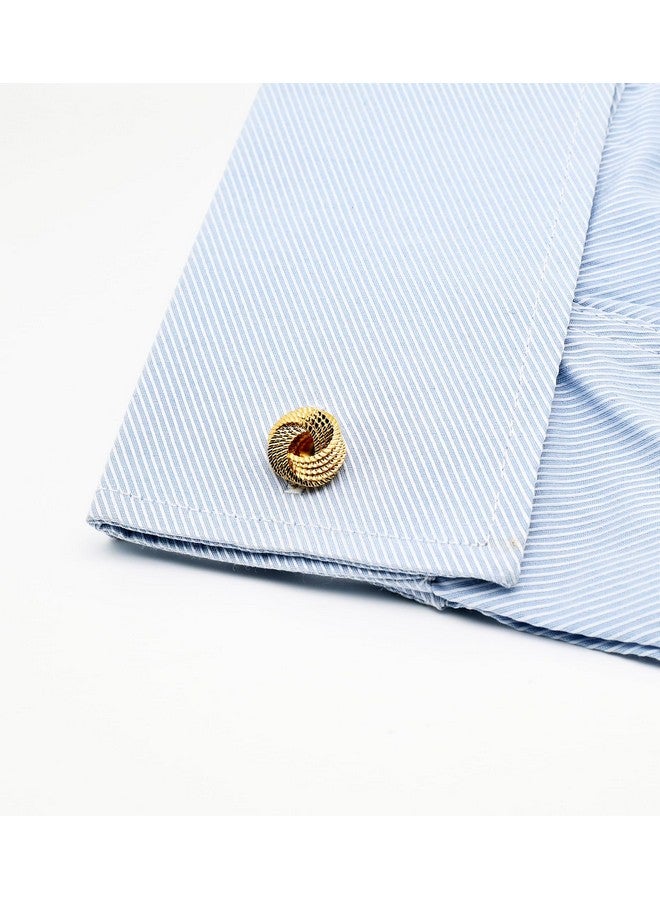 Jonwo Hollow Out Twist Knot Shape Men'S Cufflinks In Gift Case Silver / 14K Gold Plated Cufflinks For Men Jewelry For Wedding Party Business Birthday Anniversary Dress (Golden) - Image 3