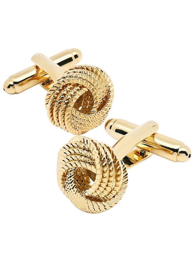 Jonwo Hollow Out Twist Knot Shape Men'S Cufflinks In Gift Case Silver / 14K Gold Plated Cufflinks For Men Jewelry For Wedding Party Business Birthday Anniversary Dress (Golden) - Image 1