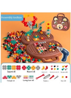 Y&D Tool Kit Box for Kids Children Screw and Drill Puzzle Toy set Creative DIY Building Puzzle Toy with Drill & Screw Driver Tool for Toddlers Boys Girls 203PCS (Bromn)  - Image 2