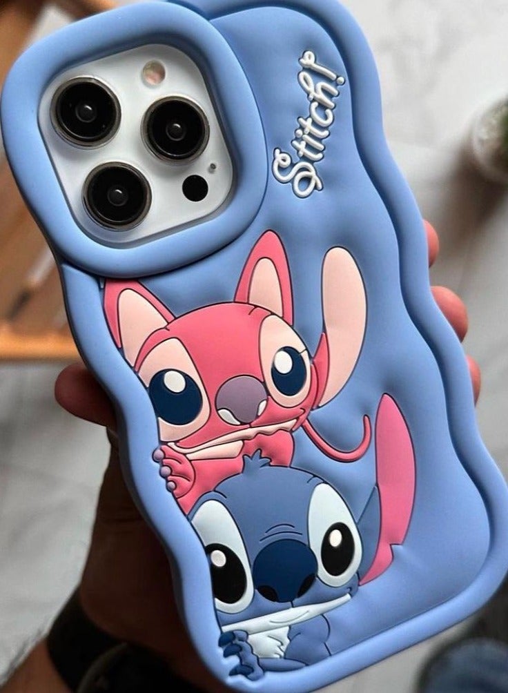Stitch iPhone 14 Pro Max Case, 3D Soft Silicone Protective Phone Case for Women Girls Kids for iPhone 16 Pro Max 6.7 Inch Blue  - Image 1