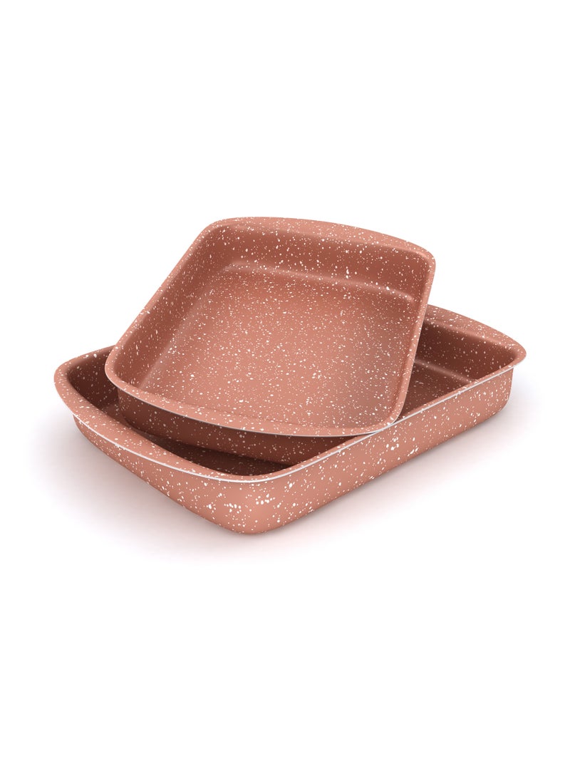 LAZORD Rectangle Granite Plus Oven Casserole - 2 Pcs - Size 30, 35 - Copper  - Image 2