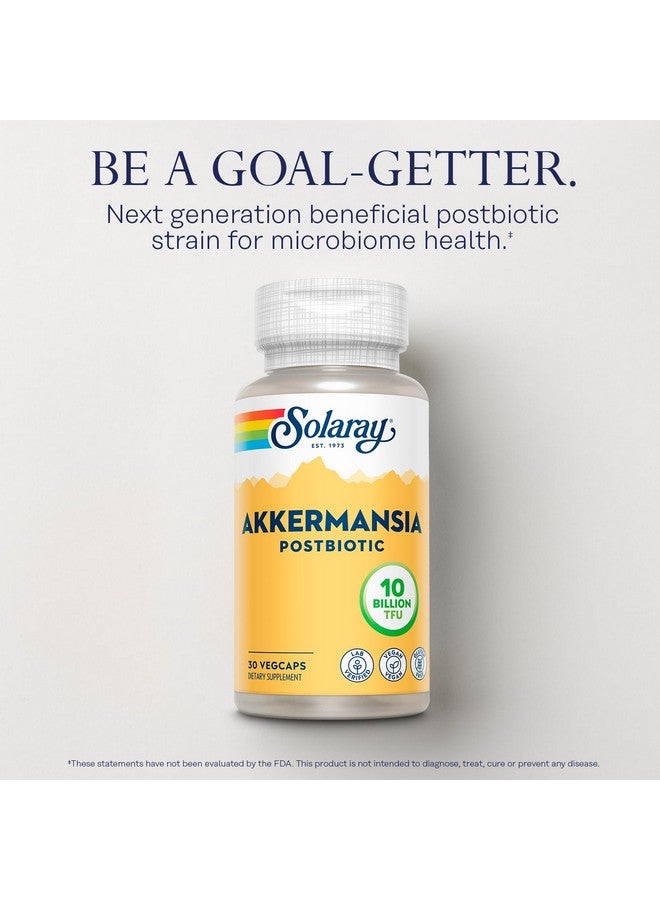 SOLARAY Akkermansia Postbiotic, Akk11, 10 Billion TFU, Beneficial Strain for Gut Health Support, Vegan, Gluten-Free, 60-Day Guarantee, 30 Servings, 30 VegCaps