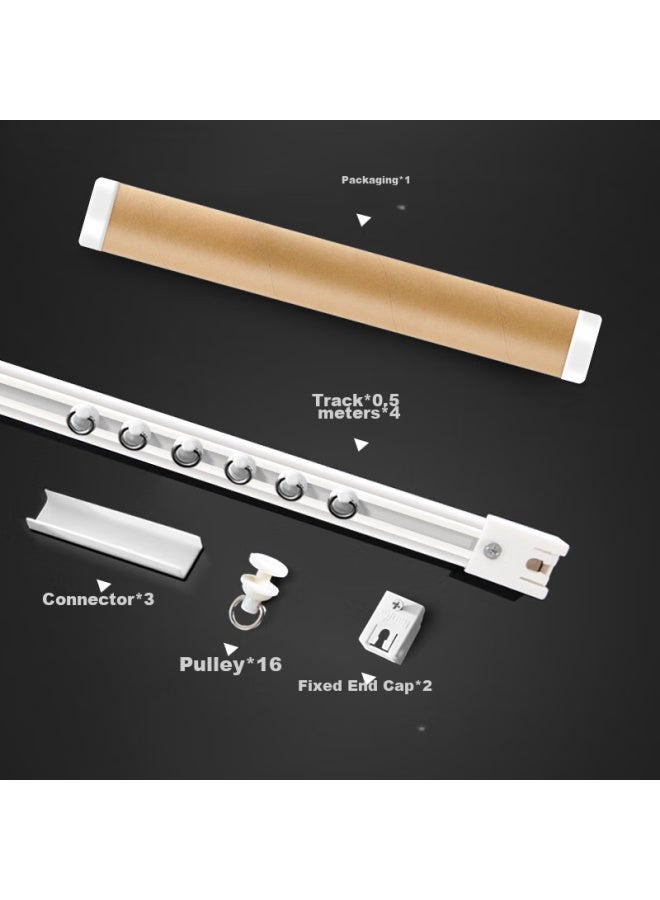 Mingju Fabric Curtain Adhesive Track, No Drilling Required, Wardrobe Door Curtain Guide Rail, Sliding Track, Top Or Side Mounting, Ultra-thin Single Track, White, 2 Meters - Image 2