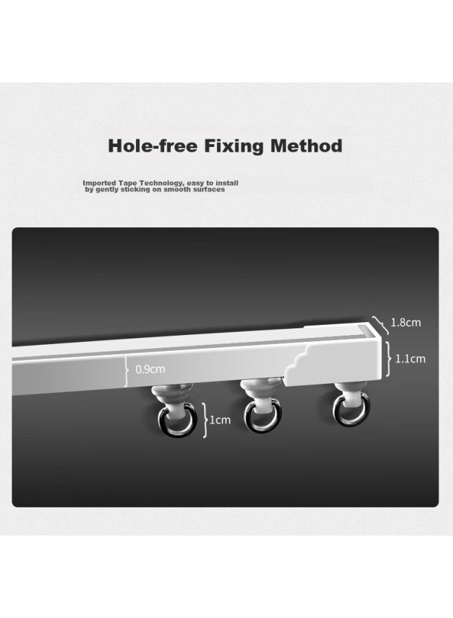 Mingju Fabric Curtain Adhesive Track, No Drilling Required, Wardrobe Door Curtain Guide Rail, Sliding Track, Top Or Side Mounting, Ultra-thin Single Track, White, 2 Meters - Image 4