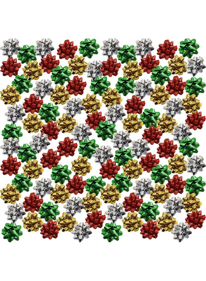 Gift Boutique 96 1" Mini Christmas Bows Self Adhesive For Wrapping Holiday Gifts Presents In Red Green Gold And Silver - Image 1
