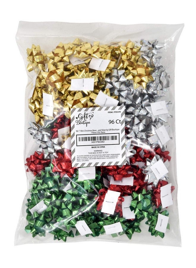 Gift Boutique 96 1" Mini Christmas Bows Self Adhesive For Wrapping Holiday Gifts Presents In Red Green Gold And Silver - Image 3