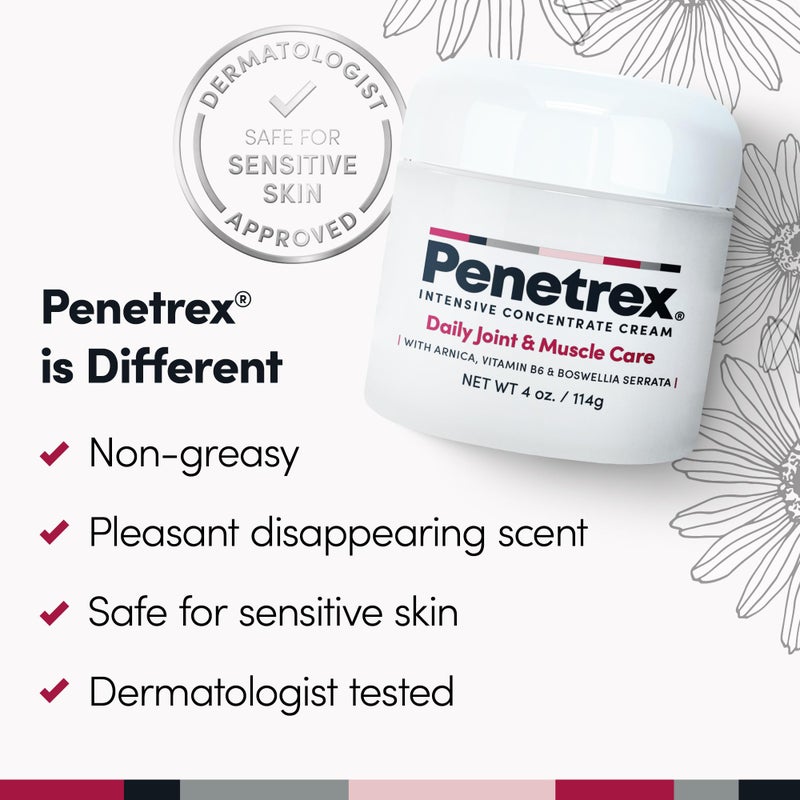 penetrex علاج المفاصل والعضلات من بينيتريكس - راحة مهدئة للظهر والرقبة واليدين والقدمين - فرك كامل الجسم الفاخر مع الأرنكا وفيتامين ب6 وMSM وبوسويليا - 4 أونصات كريم (3 عبوات) - Image 3