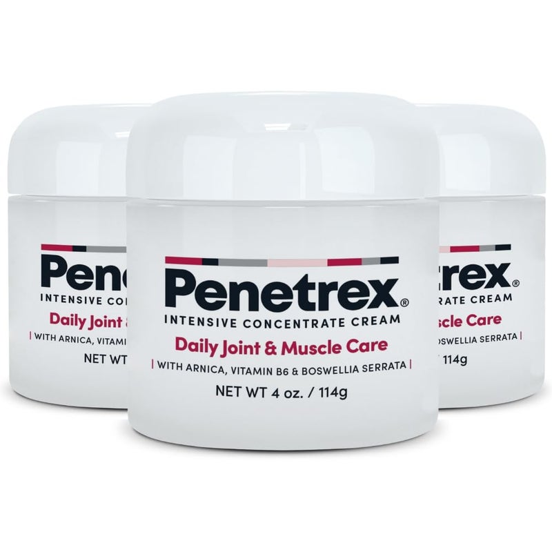 penetrex علاج المفاصل والعضلات من بينيتريكس - راحة مهدئة للظهر والرقبة واليدين والقدمين - فرك كامل الجسم الفاخر مع الأرنكا وفيتامين ب6 وMSM وبوسويليا - 4 أونصات كريم (3 عبوات) - Image 1