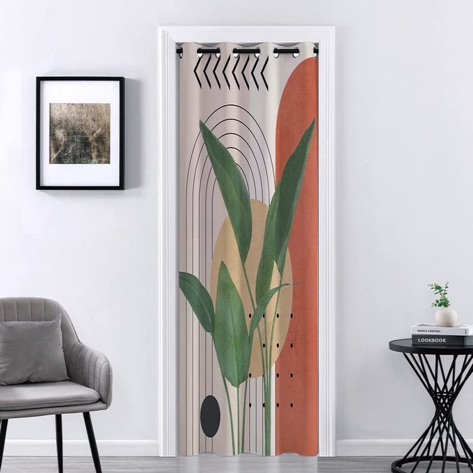 DOORWAY CURTAIN FOR DOORWAY THERMAL INSULATED DOOR DIVIDER SLIDING CLOSET DOOR CURTAINS FOR OPEN CLOSET GROMMET DIVIDER CURTAIN FOR BEDROOM GREEN LEAVES 39 W X 70 L 1 PANEL