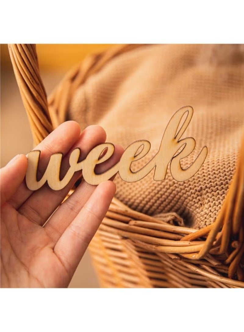 Gonice 19 Pieces Baby Milestone Cards, Wooden Numbers Baby Milestone Sign Baby Gift Sets, Newborn Photography Prop Newborn Growth Monthly Card - Image 5