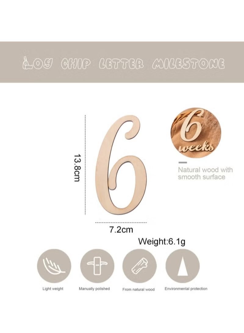 Gonice 19 Pieces Baby Milestone Cards, Wooden Numbers Baby Milestone Sign Baby Gift Sets, Newborn Photography Prop Newborn Growth Monthly Card - Image 3