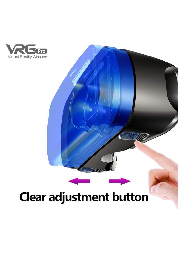 VR Headset with Controllers VR Glasses Compatible with 5.0-7.0 Inch iPhone and Android 3D HD Virtual Reality Headset with Anti-Blue Light Eye Protection Lenses Suitable for Kids and Adults - Image 5