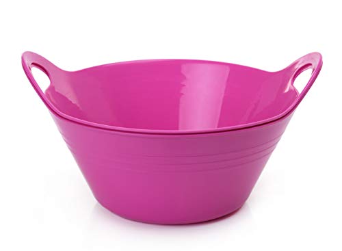 Mintra Home Plastic Bowls with Handles 45L Large 2pk Fuchsia