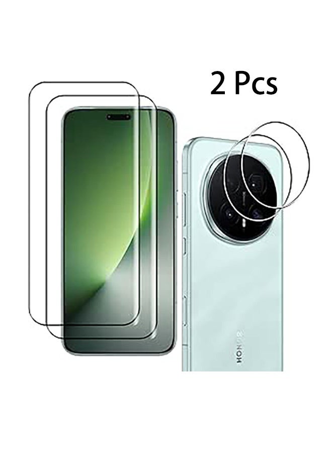 2 جهاز كمبيوتر شخصي شرف سحر 8 برو 5G حامي الشاشة, مع 2 جهاز كمبيوتر شخصي فيلم حماية الكاميرا, 9H الزجاج المقوى حامي الشاشة لشرف سحر 8 برو 5G, التغطية الكاملة الفقاعة الخالية من الفيلم المقوى, مكافحة الخدش فيلم (الحافة اللاصق) - Image 1