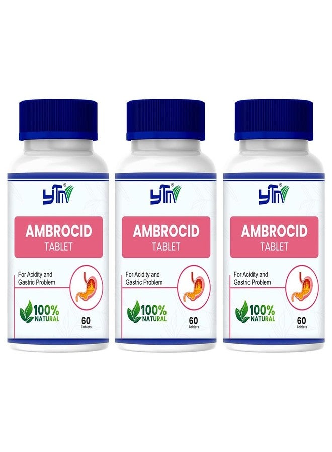 YTM AMBROCID Pack of 3 (180 pills) Relief from stomach pain, hyperacidity, appetite loss, improved digestion, and gastric irritation - Image 1