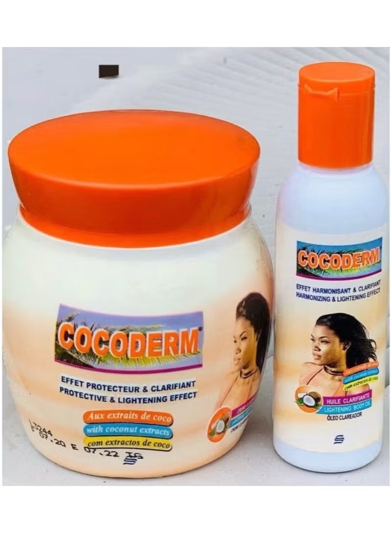 Cocoderm Brightening and Moisturizing Cream Set with Coconut Extract - 300ml Cocoderm Purifying Oil