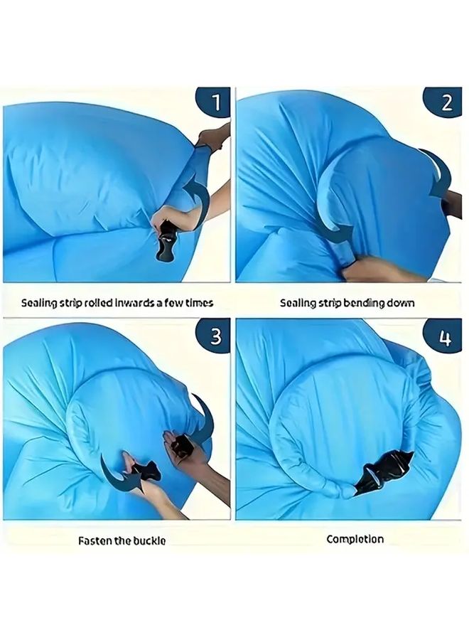 Purple Inflatable Lounge Chair Portable Outdoor Camping Air Sofa for Water Beach Grass Park Music Festival Sleeping Bag Air Mattress Lightweight Compact Design Quick Inflate Travel Couch Durable Fabric - Image 2