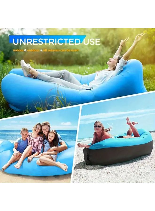 Purple Inflatable Lounge Chair Portable Outdoor Camping Air Sofa for Water Beach Grass Park Music Festival Sleeping Bag Air Mattress Lightweight Compact Design Quick Inflate Travel Couch Durable Fabric - Image 1