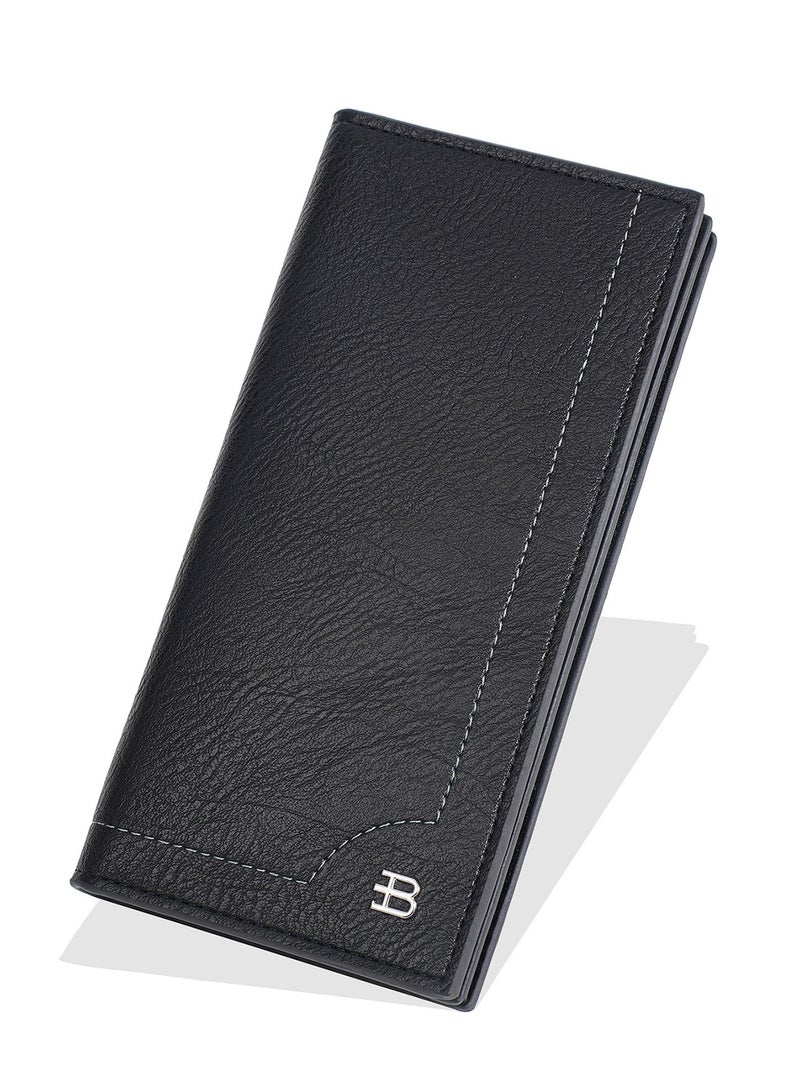 baellerry Men's Long RFID-Blocking  Wallet, Black Business Billfold with High Capacity for Cards and Cash - Image 1