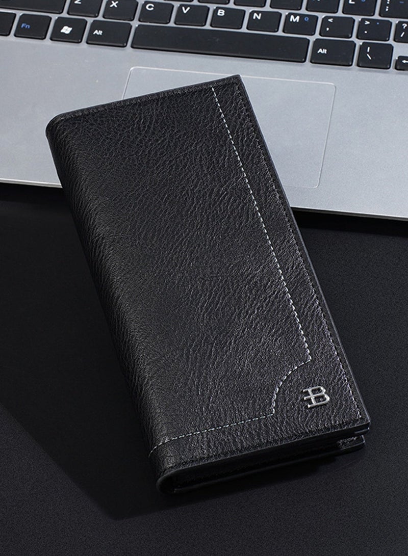 baellerry Men's Long RFID-Blocking  Wallet, Black Business Billfold with High Capacity for Cards and Cash - Image 5