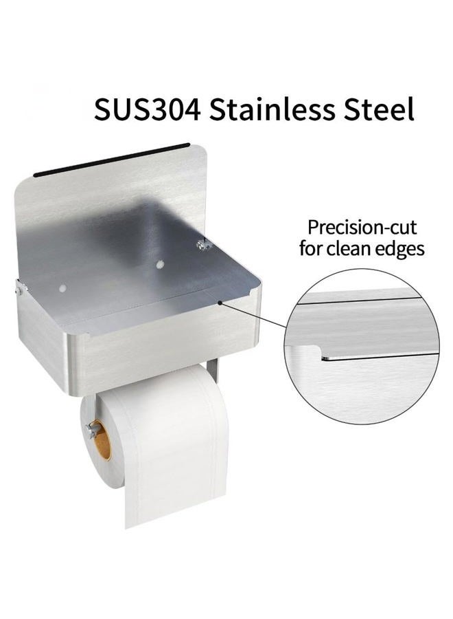 JUYSON Toilet Paper Holder with Shelf, Flushable Wipes Dispenser Fits for Bathroom Wipe Storage, Keep Your Wipes Hidden Out of Sight - SUS304 Stainless Steel Wall Mount Organizer (Brushed Nickel) - Image 2