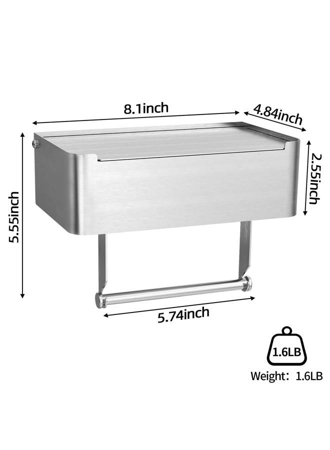 JUYSON Toilet Paper Holder with Shelf, Flushable Wipes Dispenser Fits for Bathroom Wipe Storage, Keep Your Wipes Hidden Out of Sight - SUS304 Stainless Steel Wall Mount Organizer (Brushed Nickel) - Image 3