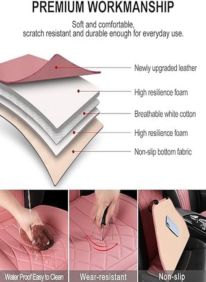 Sanwom Front Car Seat Covers with Storage Pocket and Seat Belt Pads Pink - Image 3
