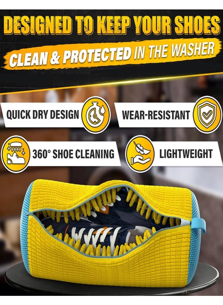 SOGAR SHAMO XXL Shoe Washing Machine Bag - Reusable Shoes Cleaning Bags for Washer And Dryer, Durable Zipper Laundry Shoe Bag 360° Deep Clean Sneaker Tennis Include Delicate Laundry Bag/Bra Laundry Bags (Yellow) - Image 2