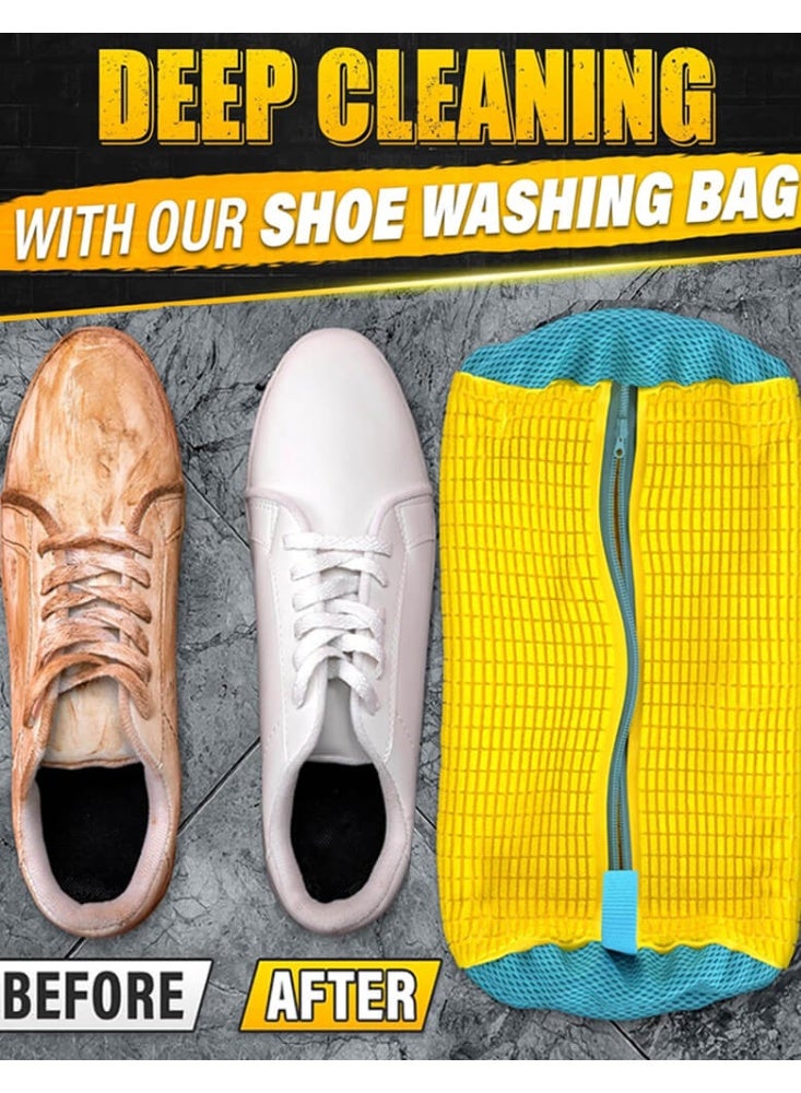 SOGAR SHAMO XXL Shoe Washing Machine Bag - Reusable Shoes Cleaning Bags for Washer And Dryer, Durable Zipper Laundry Shoe Bag 360° Deep Clean Sneaker Tennis Include Delicate Laundry Bag/Bra Laundry Bags (Yellow) - Image 3