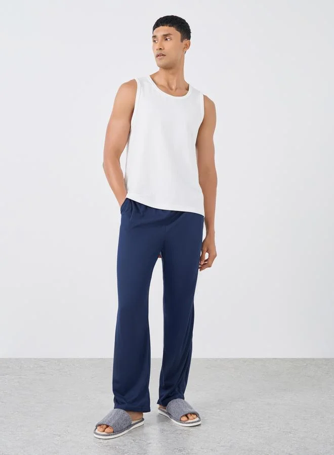 ستايلي Styli Navy Blue Solid Pyjama with Elastic Waist