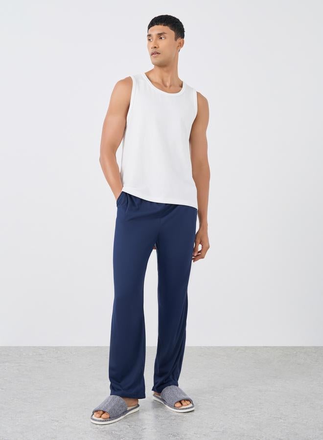 Styli Navy Blue Solid Pyjama with Elastic Waist - Image 2