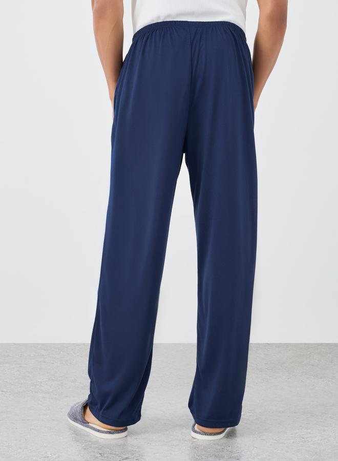 Styli Navy Blue Solid Pyjama with Elastic Waist - Image 4