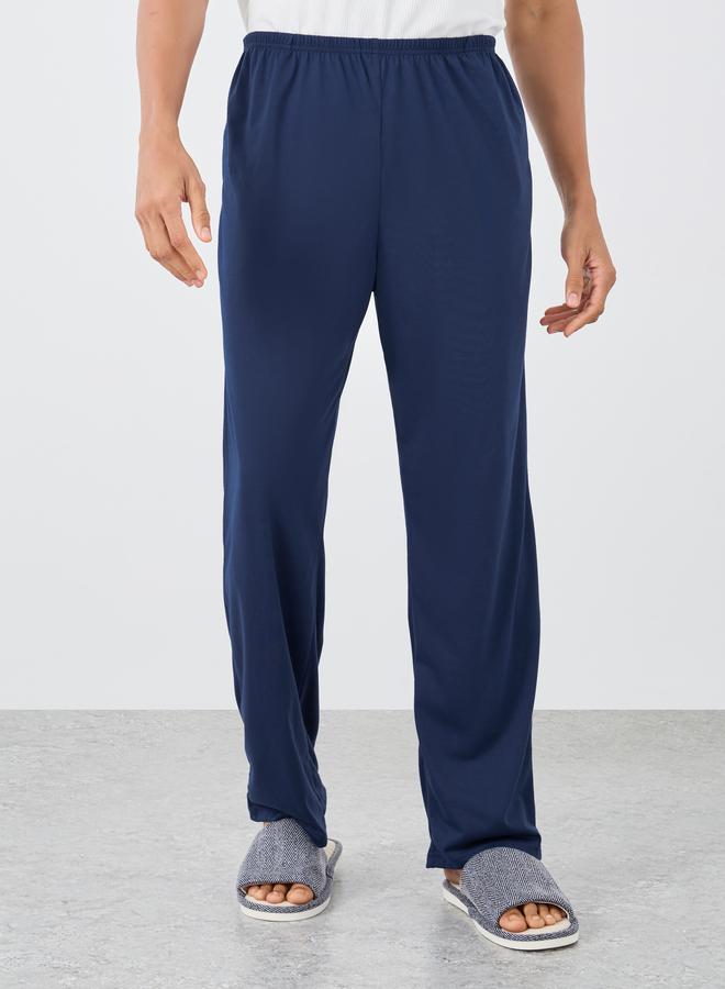 Styli Navy Blue Solid Pyjama with Elastic Waist - Image 1