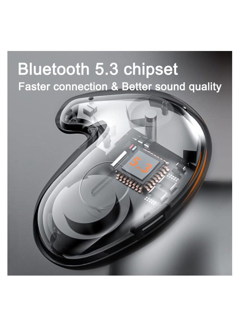 SYOSI Invisible Sleep Wireless Earphone IPX5 Waterproof, 2023 New Sense-Free to Wear Bluetooth Earbuds for Sports Sleep, Premium Noise Cancelling Hidden Touch Control with chrager Case (Black) - Image 4