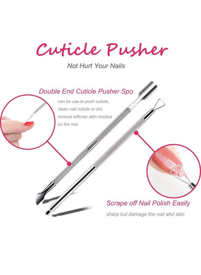 Hoewina - Gel Nail Polish Remover Tools Kit, with 10 Pcs Nail Clips, 400 Pcs Lint Free Nail Wipes, Nail Files 100/180, Buffer Block 400/4000, Nail Brush, Cuticle Pusher, Cuticle Peeler (Pink) - Image 1