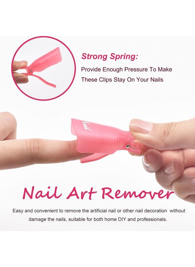 Hoewina - Gel Nail Polish Remover Tools Kit, with 10 Pcs Nail Clips, 400 Pcs Lint Free Nail Wipes, Nail Files 100/180, Buffer Block 400/4000, Nail Brush, Cuticle Pusher, Cuticle Peeler (Pink) - Image 1