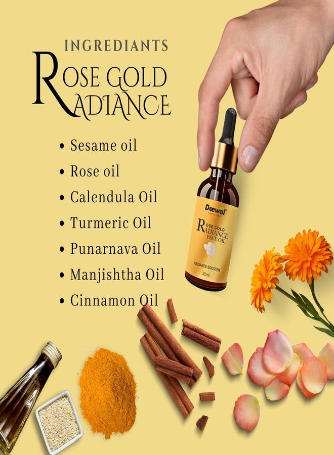 Deewal Rose Gold Radiance Face Oil | Organic & Pure Rose Oil for Glowing Skin | Reduces Dark Spots | All-Season Nourishment for Healthy Skin | All Skin Types - 30ml - Image 4