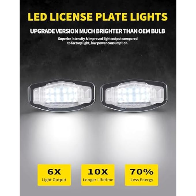 كيلا قطعتان من مصابيح لوحة ترخيص LED بيضاء ساطعة، مجموعة مصابيح بديلة متوافقة مع هوندا أكورد سيدان أوديسي سيفيك بايلوت وأكورا MDX TSX Tl Ilx Rdx Rl - Image 3