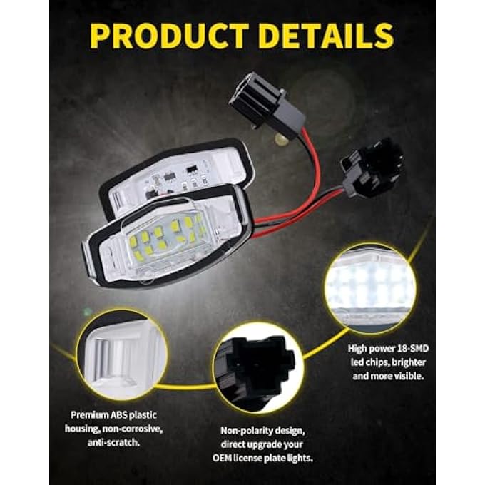 كيلا قطعتان من مصابيح لوحة ترخيص LED بيضاء ساطعة، مجموعة مصابيح بديلة متوافقة مع هوندا أكورد سيدان أوديسي سيفيك بايلوت وأكورا MDX TSX Tl Ilx Rdx Rl - Image 4