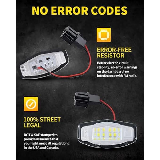 كيلا قطعتان من مصابيح لوحة ترخيص LED بيضاء ساطعة، مجموعة مصابيح بديلة متوافقة مع هوندا أكورد سيدان أوديسي سيفيك بايلوت وأكورا MDX TSX Tl Ilx Rdx Rl - Image 5