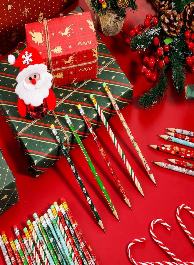 Funrous 144 Pieces Christmas Pencils Xmas Wood Pencils with Eraser Includes Santa, Tree, Snowman, Candy Cane Merry Christmas Stationery for Xmas Party Favors Office School Rewards Stuffers - Image 3