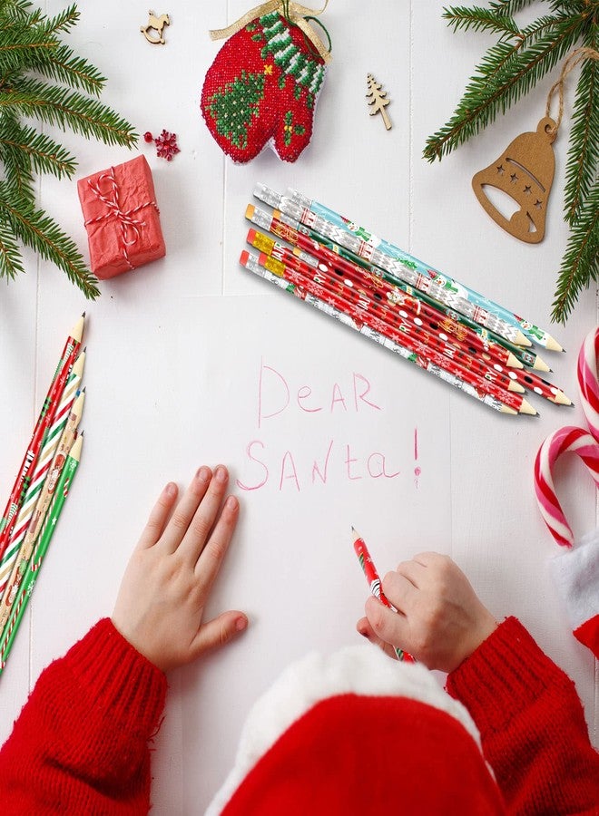 Funrous 144 Pieces Christmas Pencils Xmas Wood Pencils with Eraser Includes Santa, Tree, Snowman, Candy Cane Merry Christmas Stationery for Xmas Party Favors Office School Rewards Stuffers - Image 4