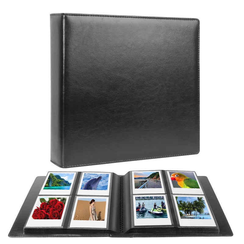 ألبوم صور كبير بـ 192 جيب لصور بولارويد iType600SX70 الفورية 35x425 يناسب فيلم فوجي فيلم إنستكس وايد 400300 وكاميرا إنستكس سكوير SQ1 SQ6 SQ10 SQ20 باللون الأسود